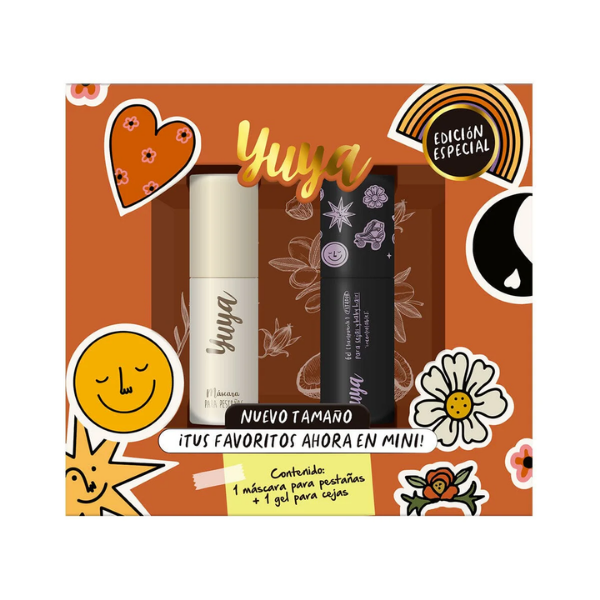 Set versión mini: Máscara de pestañas 10 aceites naturales negra + gel para cejas