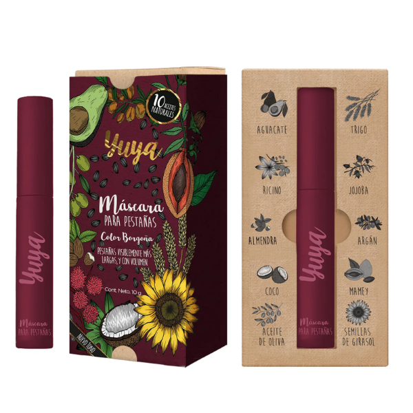 Máscara para pestañas 10 aceites naturales Borgoña/Café
