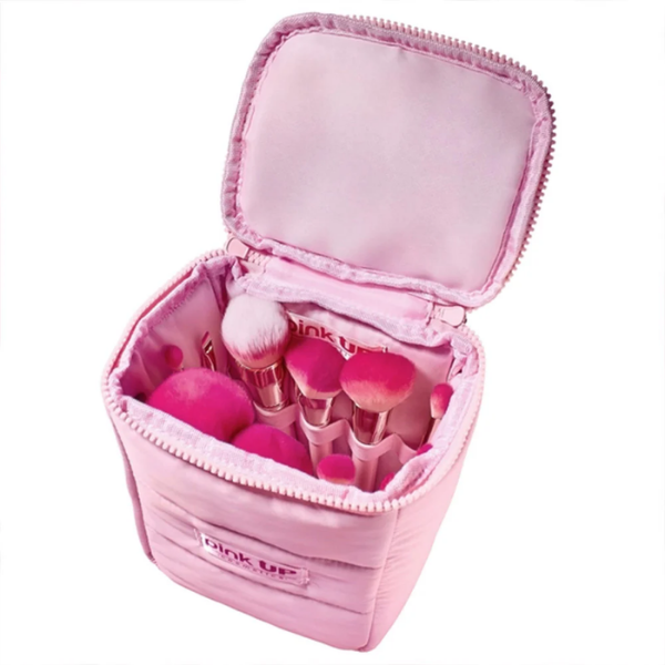 Set de Brochas con Cosmetiquera Puffer Pinky