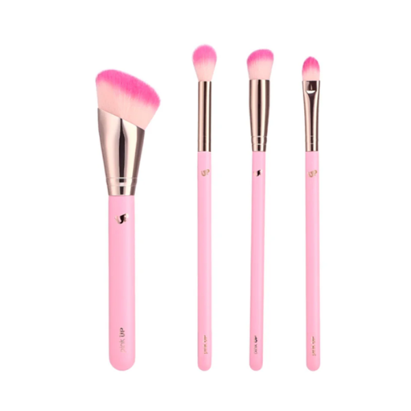 Set de Brochas con Cosmetiquera Puffer Pinky