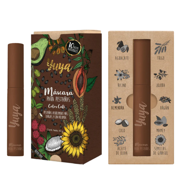 Máscara para pestañas 10 aceites naturales Borgoña/Café